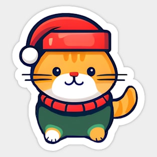 Cute ginger cat in Santa hat Christmas Sticker